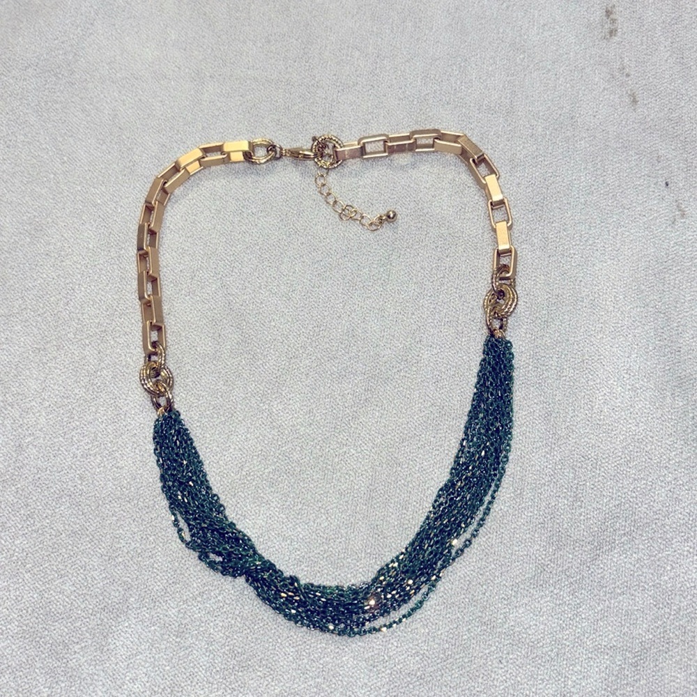 Gold and green Chain mail necklace